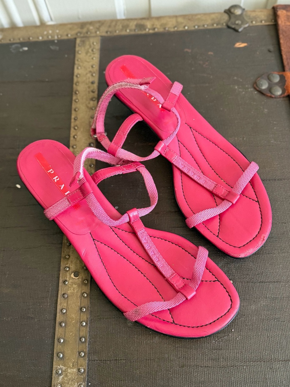 RARE SPRING/SUMMER 2000 Prada Hot Pink Strappy kitten heels
